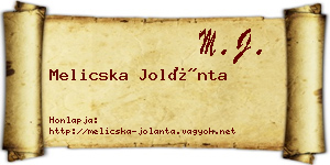Melicska Jolánta névjegykártya